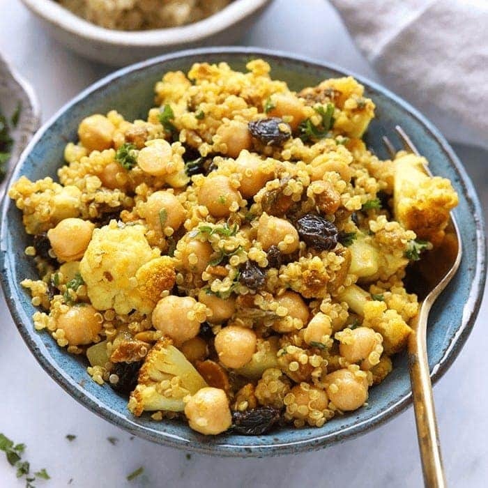 Golden Roasted Cauliflower Quinoa Salad with Savory Tahini Dressing
